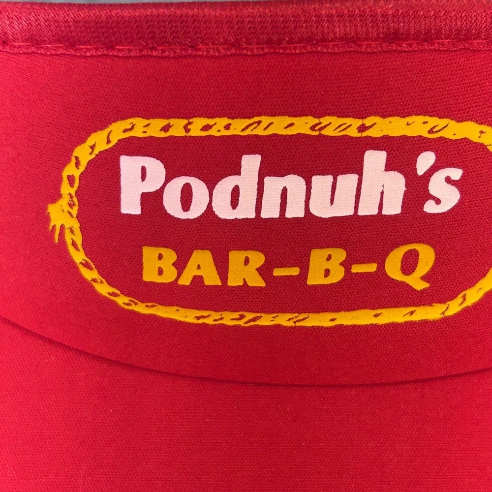 Podnuh's BAR-B-Q Mens Red Unbranded Sun Visor Vintage Logo Adjustable OSFM